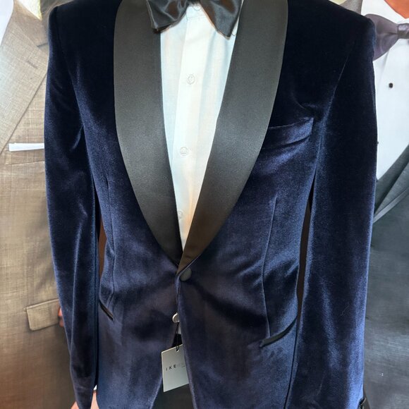 Navy Velvet Tuxedo Jacket Regular price $595.00 - Picture 2 of 3